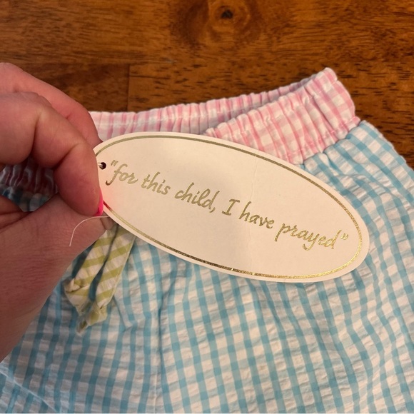 NWT lullaby set pink blue seersucker swim trunks boys size 2T 100% cotton - Picture 3 of 6